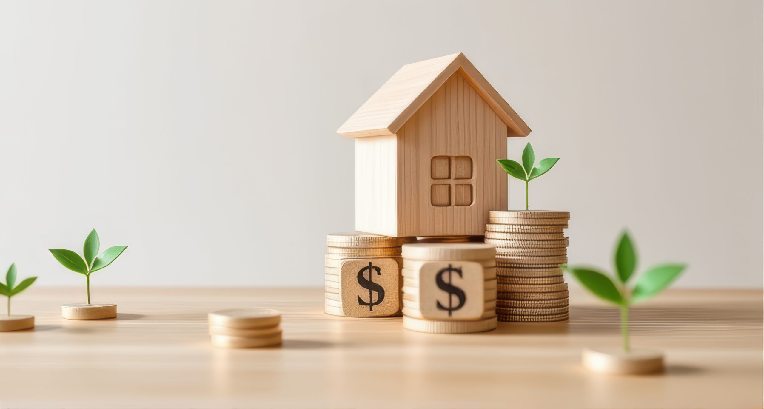 miniature house on stacked coins